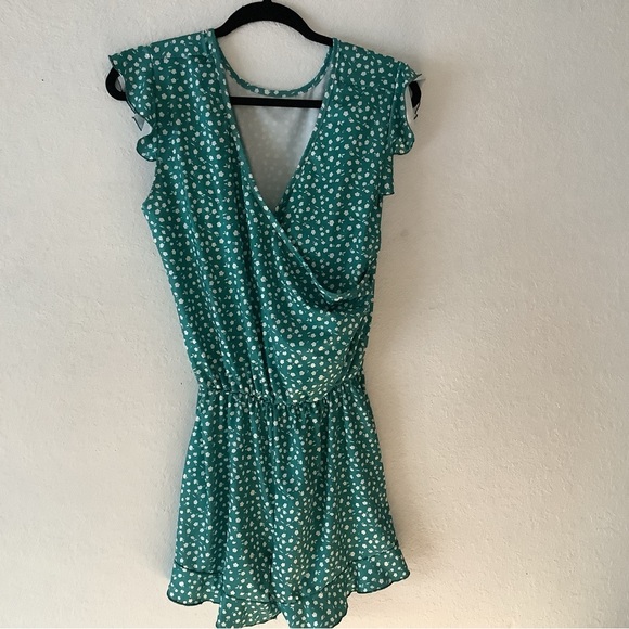 Teal Wrap Romper with Built-in Bra - Picture 1 of 8